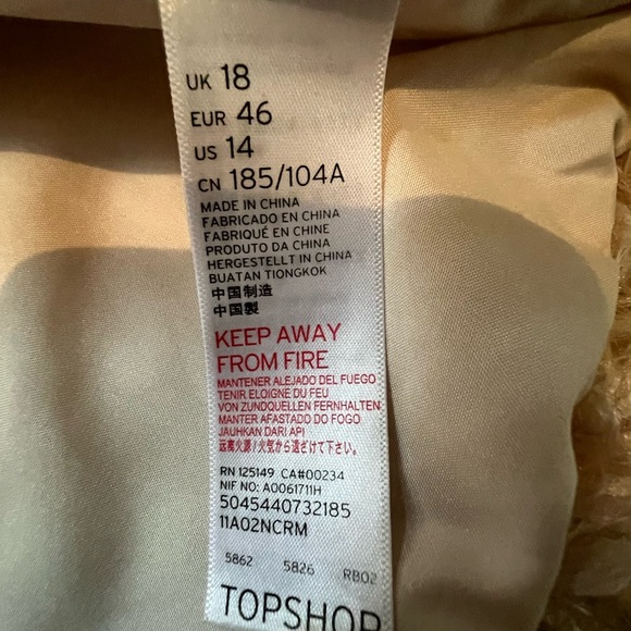 Topshop Brand Faux Fur Shearling Sherpa Cream Coat Jacket  US 14/Eur 46/UK 18 - Picture 5 of 7